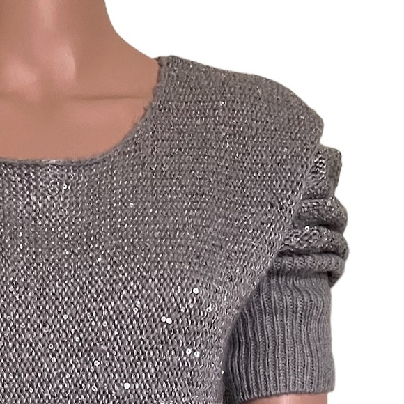 NWT Forever 21 Sequin Crew-Neck Long Sleeve Sweater, Silver Gray | S - Picture 4 of 14